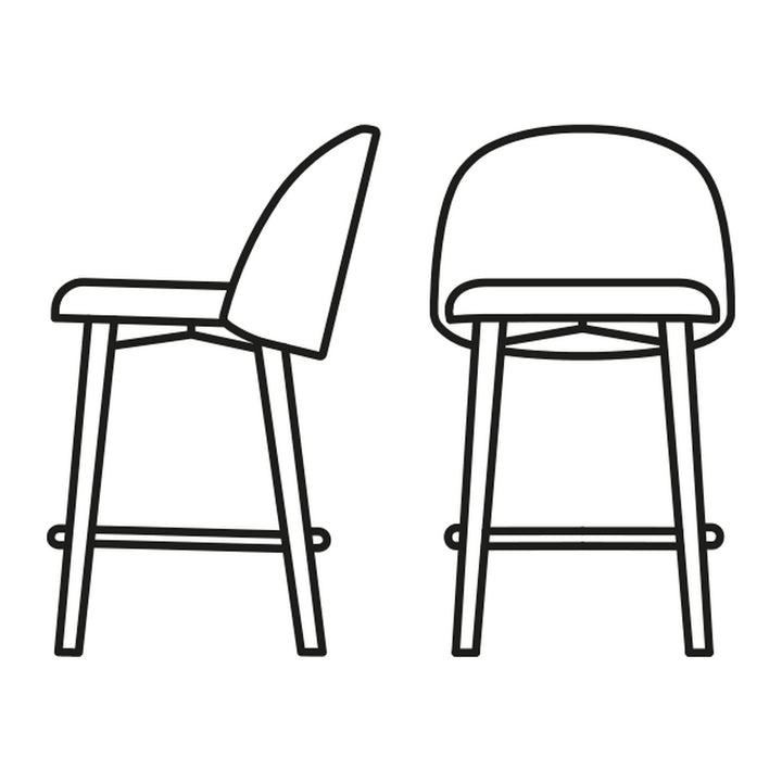 Tuka Mid Wood Counter Stool by Connubia line drawing