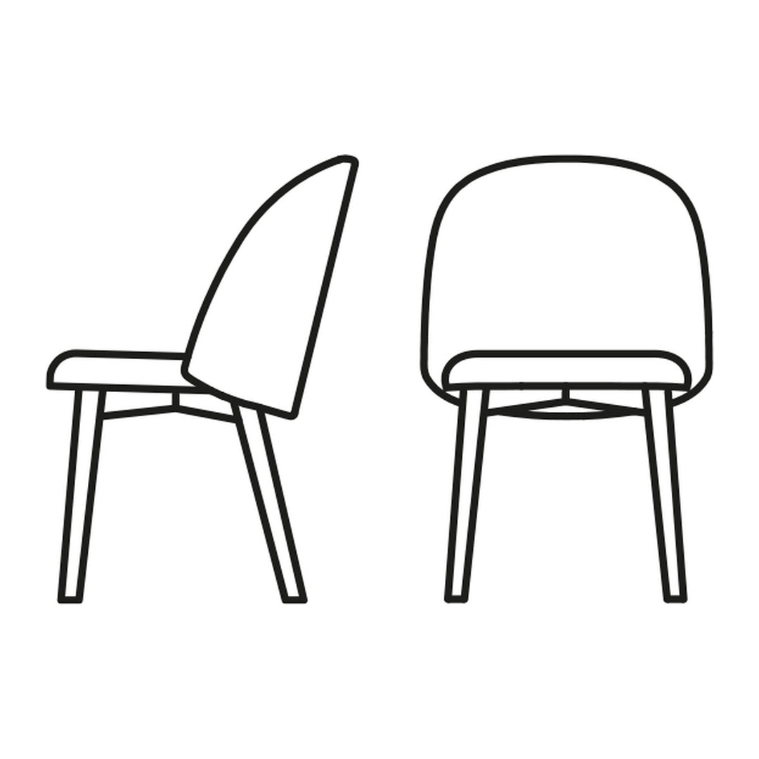 Tuka Mid Wood Dining Chair by Connubia line drawing