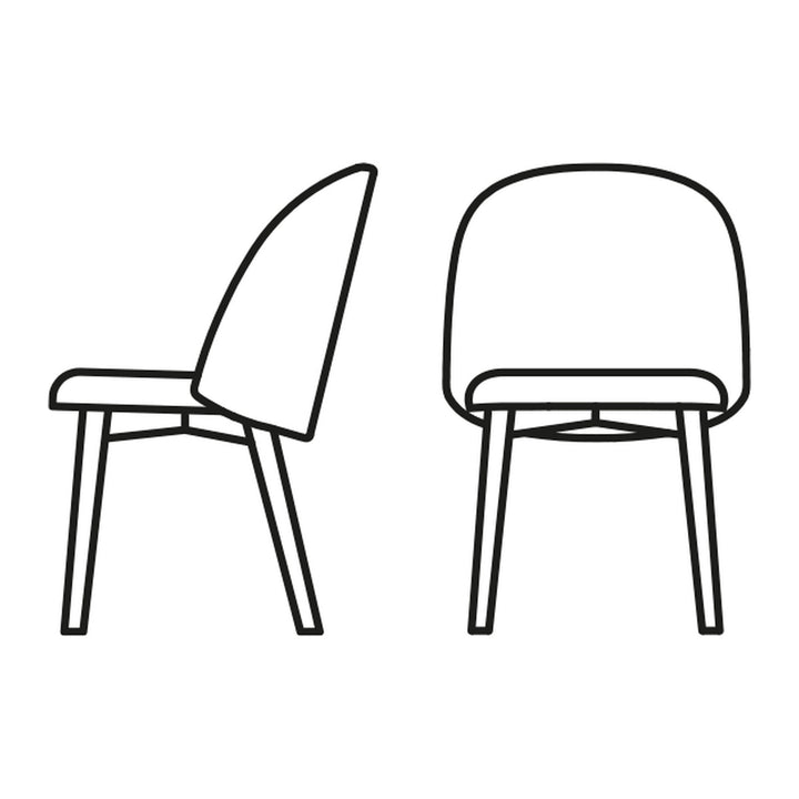 Tuka Mid Wood Dining Chair by Connubia line drawing