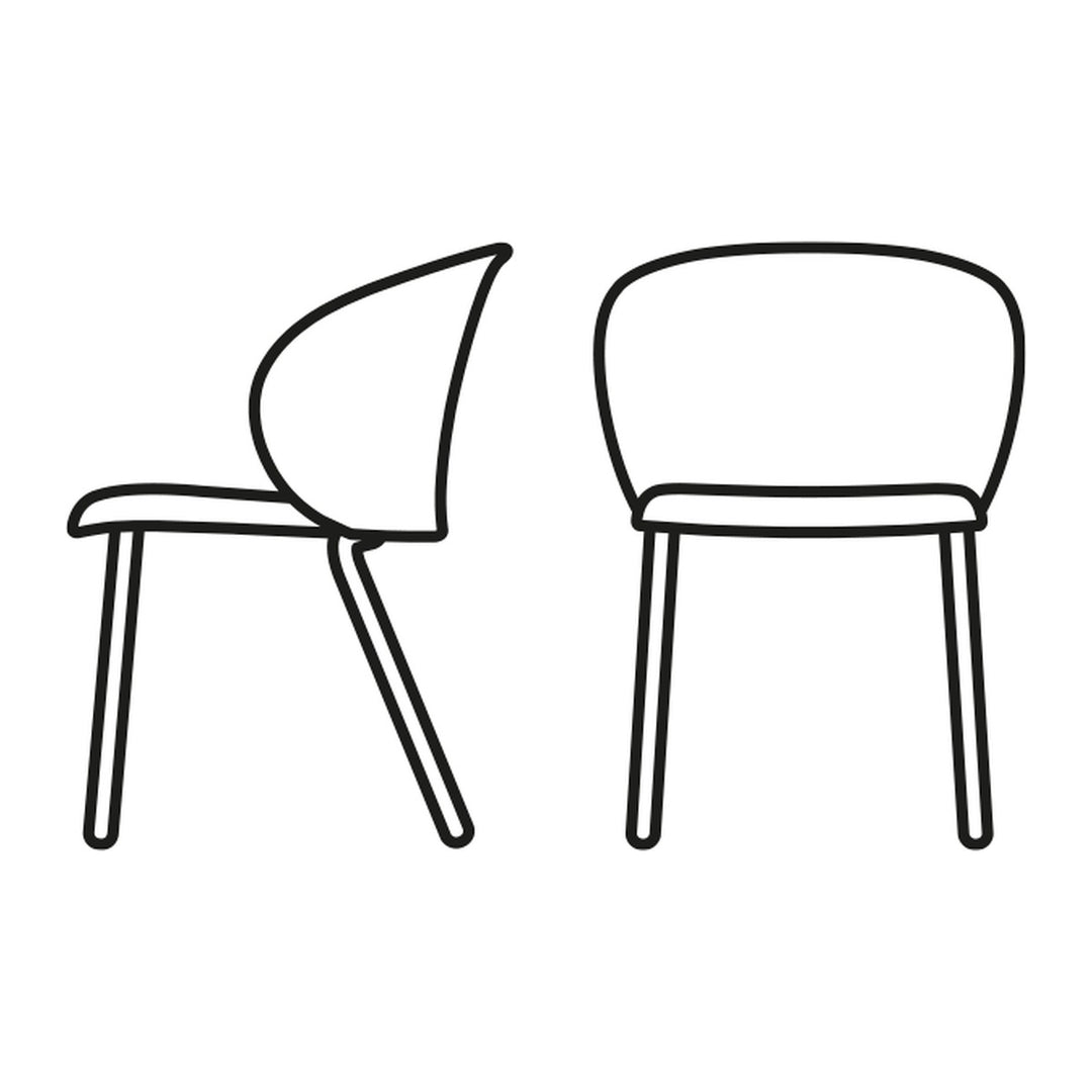 Tuka Tubular Dining Chair by Connubia line drawing