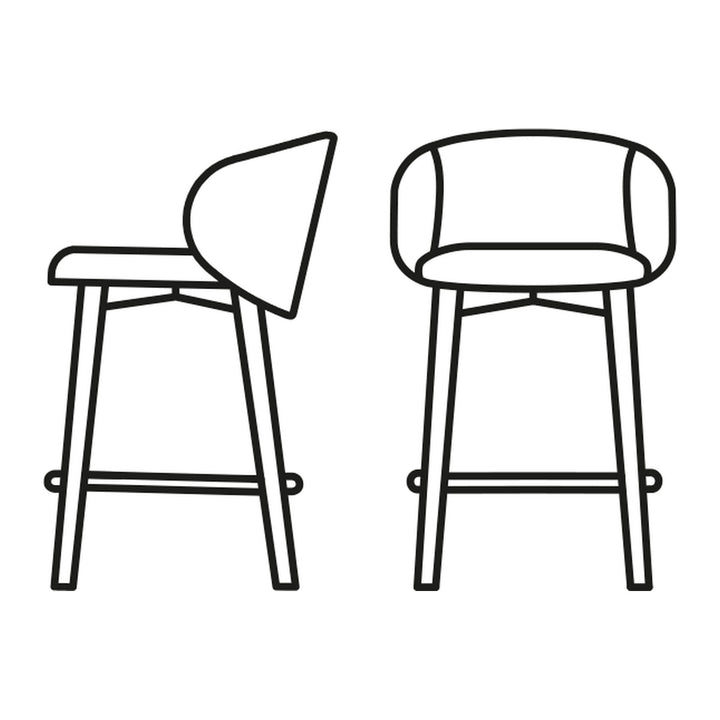 Tuka Wood Counter Stool by Connubia line drawing
