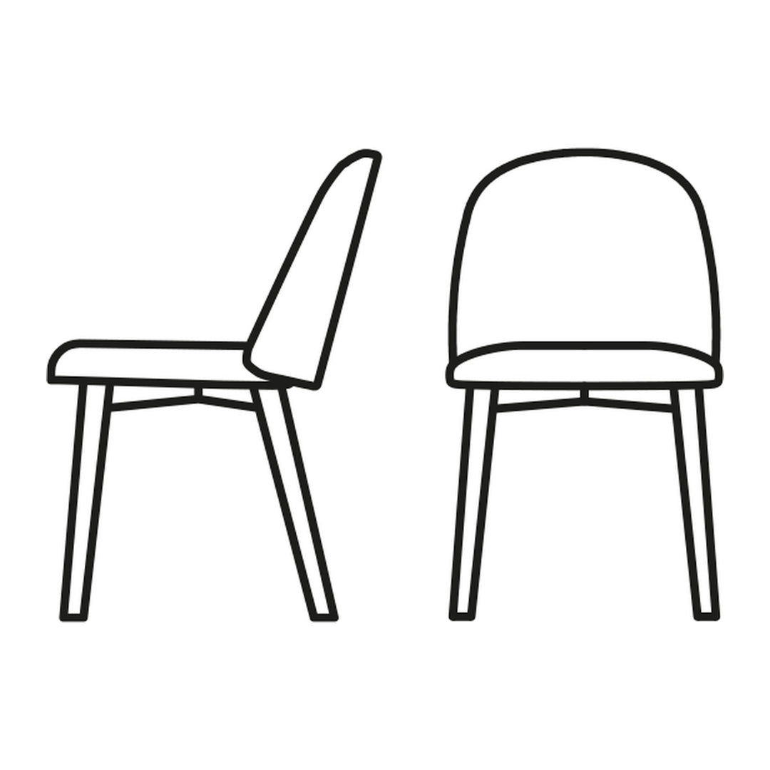 Tuka Wood Dining Chair by Connubia line drawing