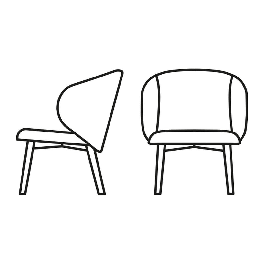 Tuka Wood Lounge Chair by Connubia line drawing