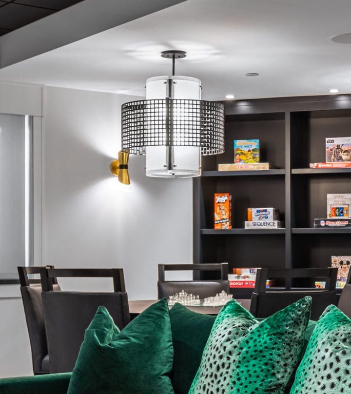 Tweed Double Drum Chandelier by Hammerton Studio in a styled interior