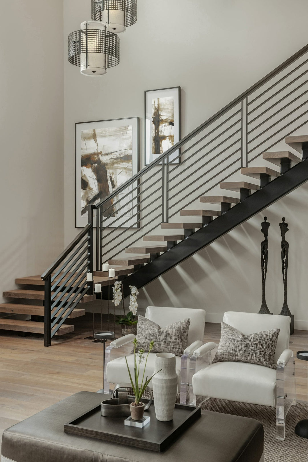 Tweed Double Drum Chandelier by Hammerton Studio in a styled interior
