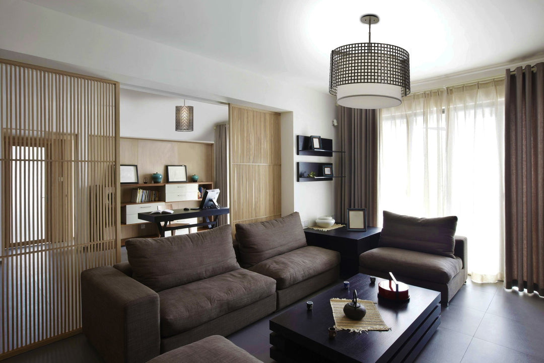Tweed Drum Chandelier by Hammerton Studio in a styled interior