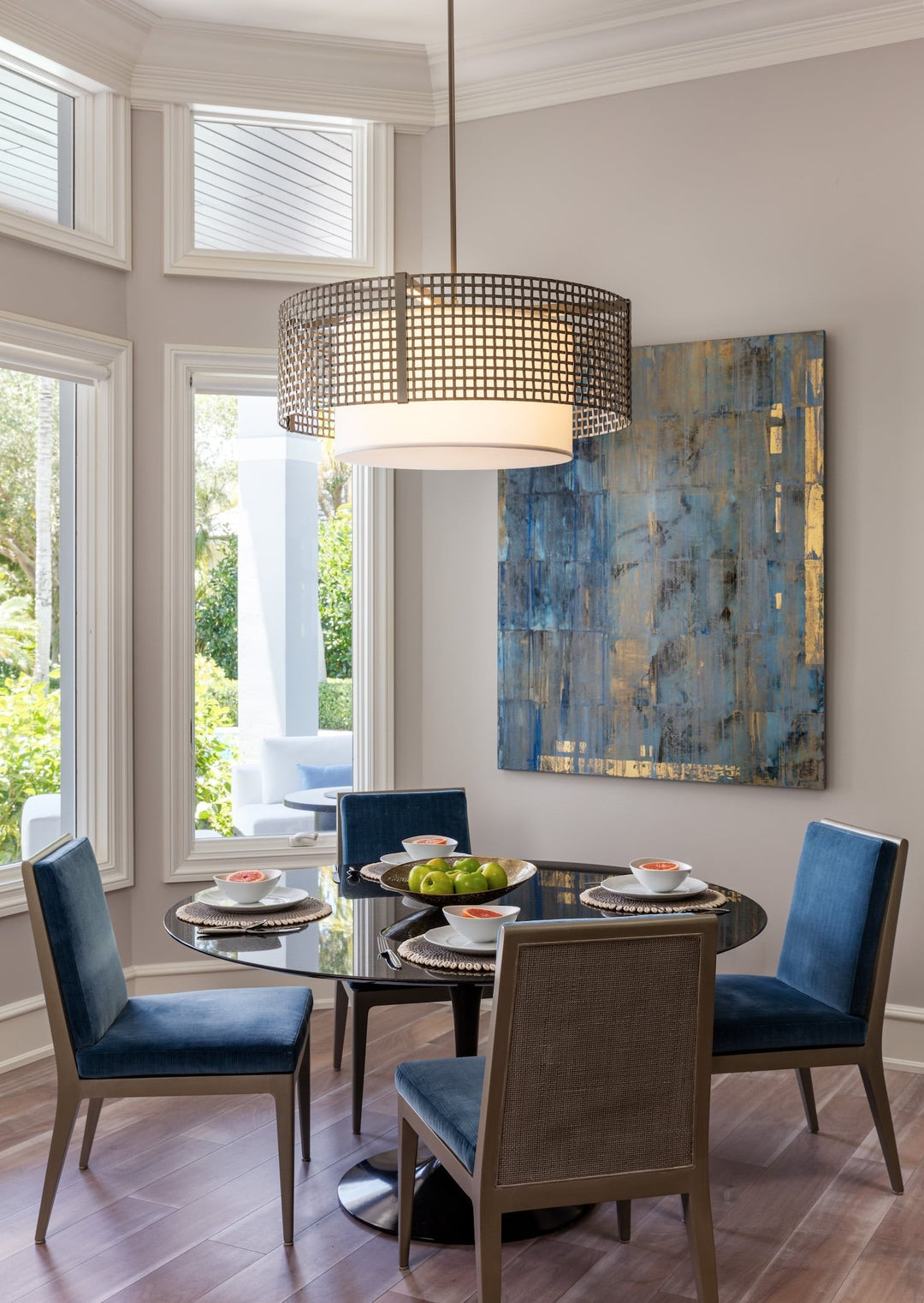 Tweed Drum Chandelier by Hammerton Studio in a styled interior