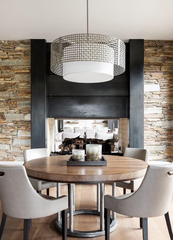 Tweed Drum Chandelier by Hammerton Studio in a styled interior