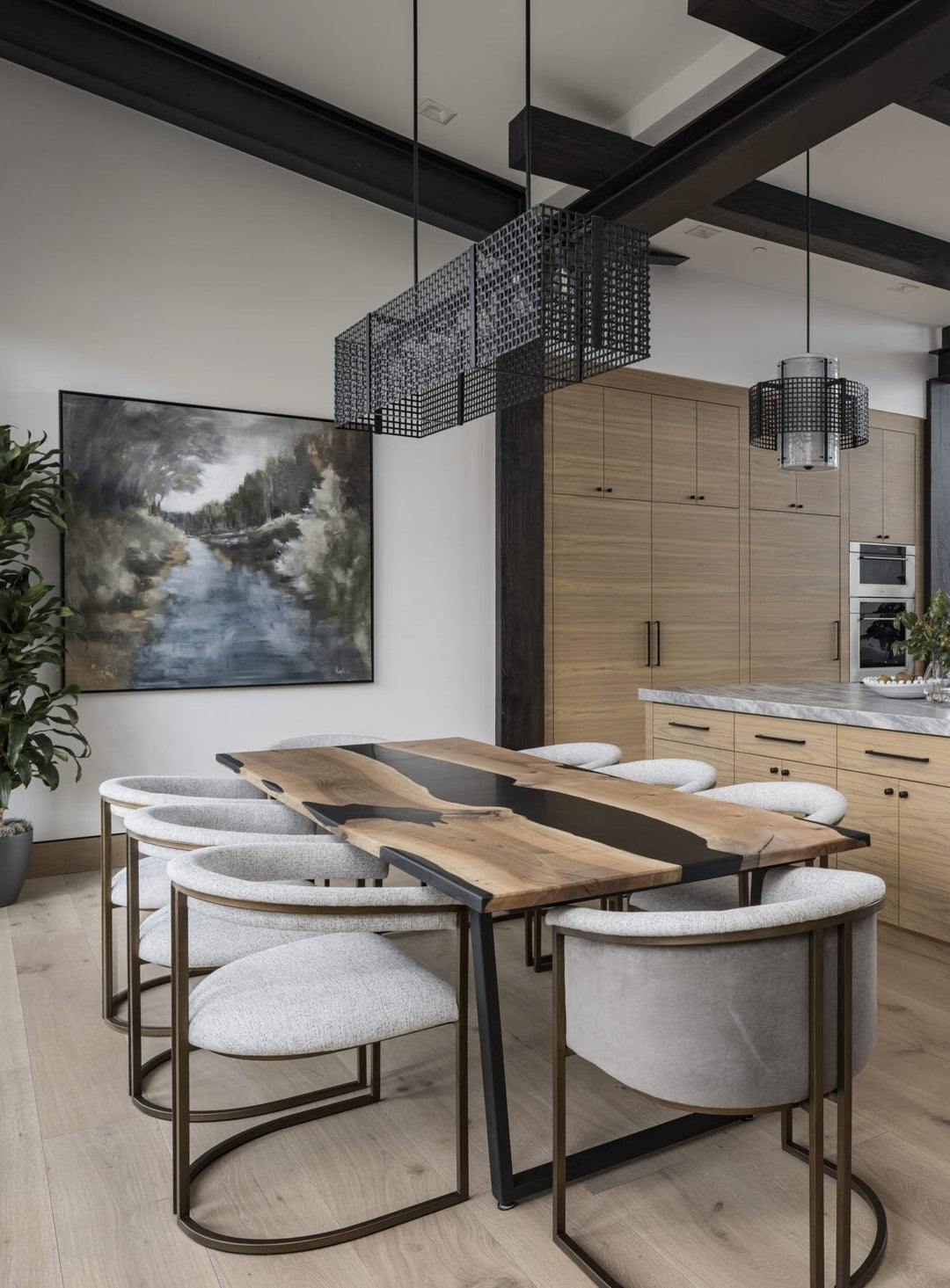 Tweed Linear Chandelier by Hammerton Studio in a styled interior
