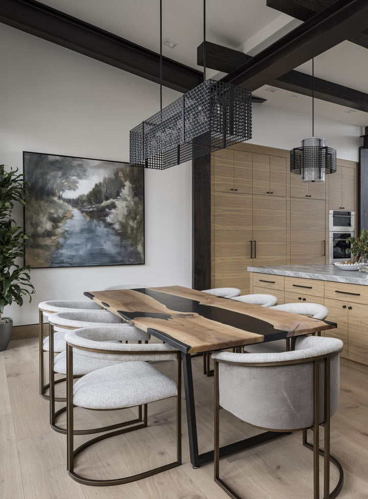 Tweed Linear Chandelier by Hammerton Studio in a styled interior