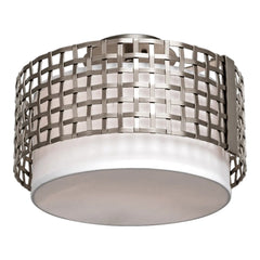 Tweed Semi-Flush Mount Drum Light by Hammerton Studio in Beige Silver