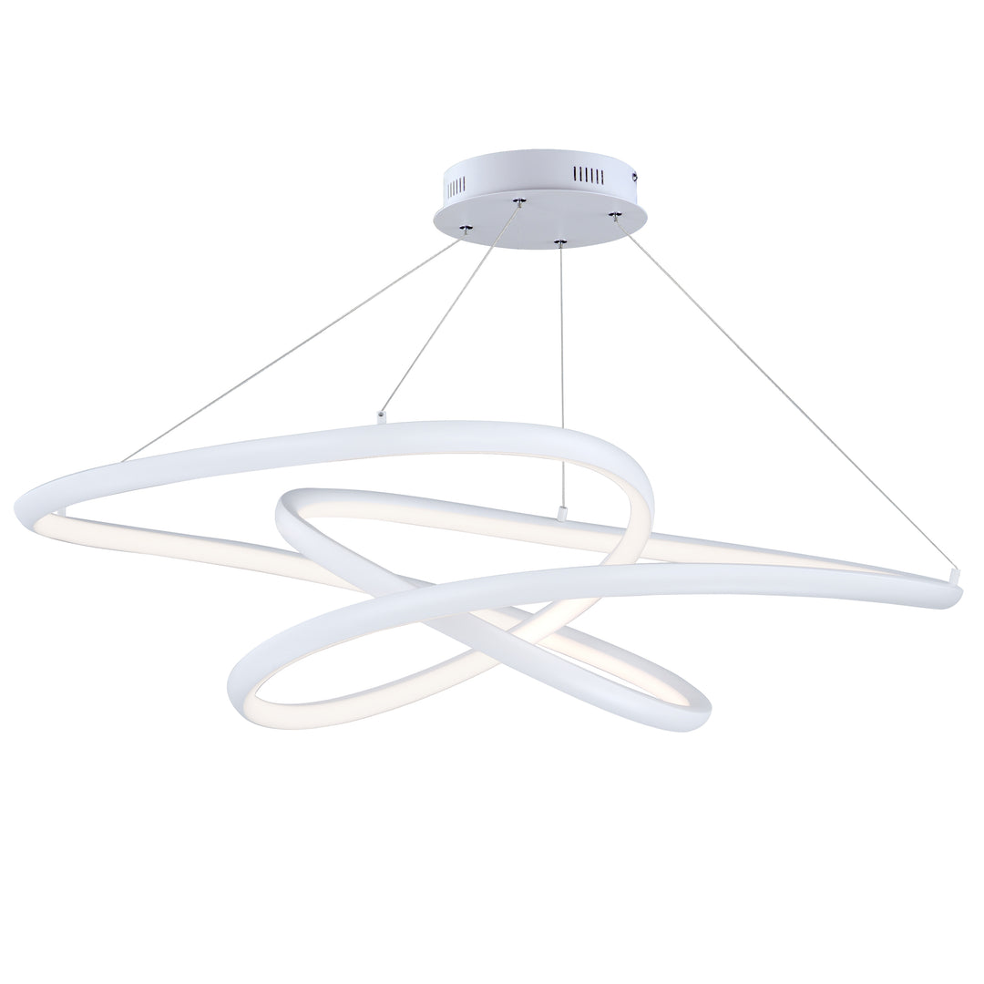 Twisted LED Pendant by ET2 Lighting in Matte White, front view