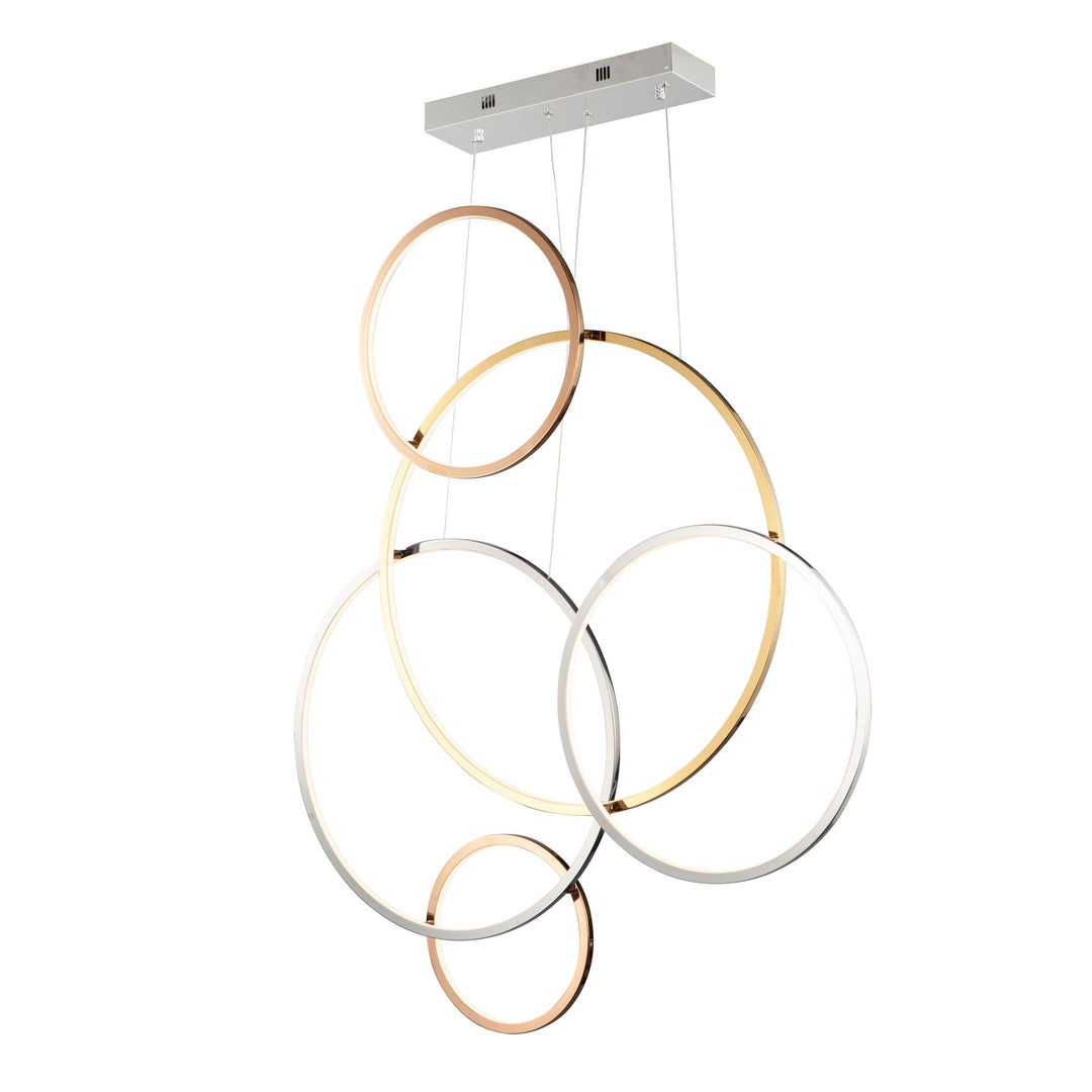 Union LED 5-Light Pendant (39.5" L) by ET2 Lighting in Multi-Plated, front view