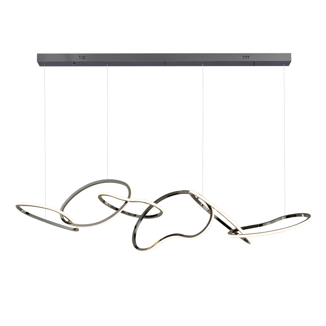 Unity 6-Light LED Pendant by ET2 Lighting in Black Chrome, front view