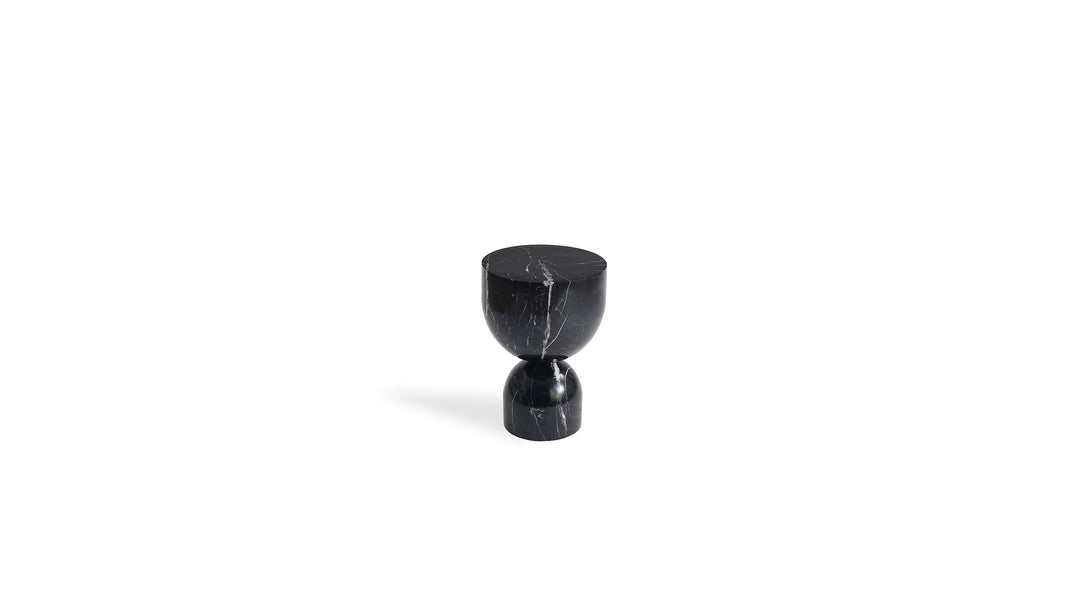 Mobital Apothecary End Table Low in Black marble end table on white background