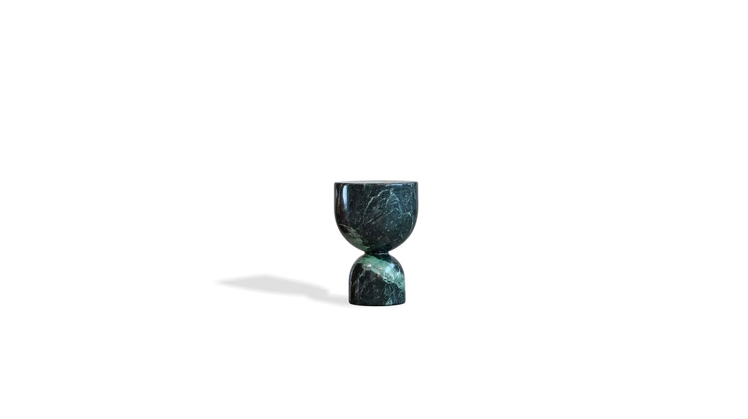 Mobital Apothecary End Table Low in Marmo Verde marble end table on white background