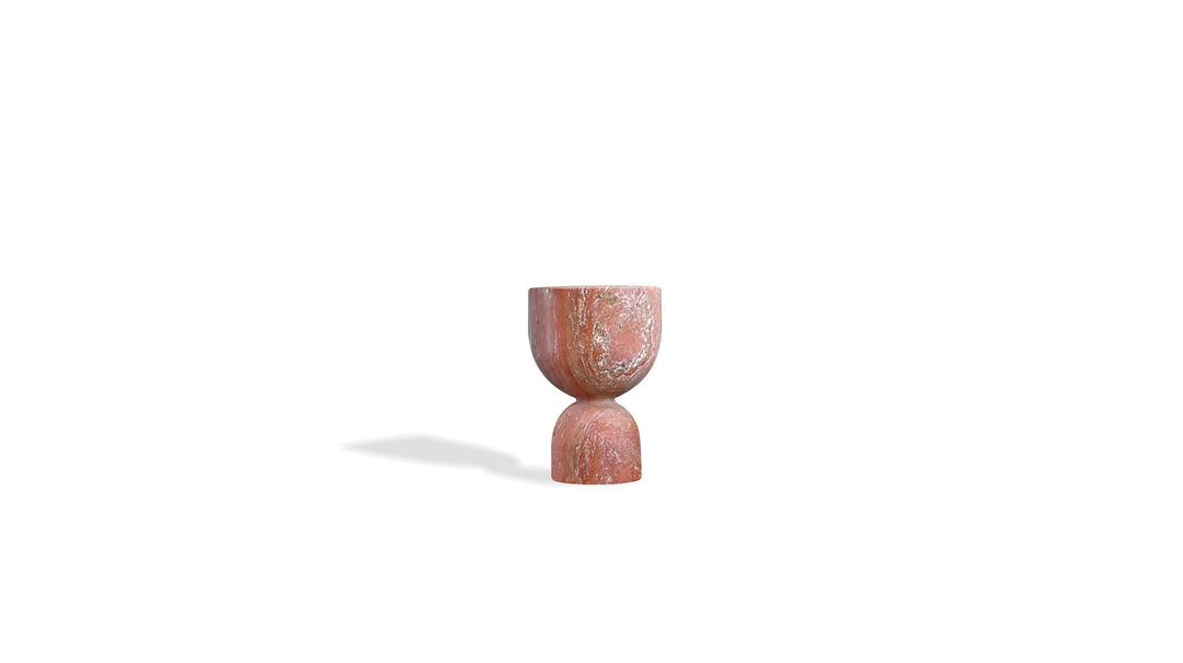 Mobital Apothecary End Table Low in Red marble end table on white background