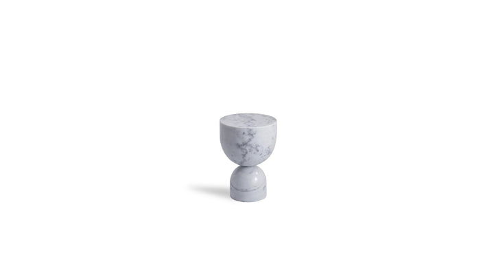 Mobital Apothecary End Table Low in White marble end table on white background