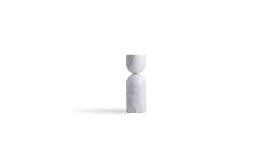 Mobital Apothecary End Table Tall in White marble end table on white background