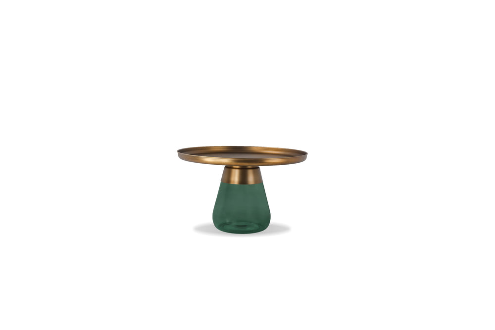 DUVERRE Coffee Table in Brass Top and Green Glass