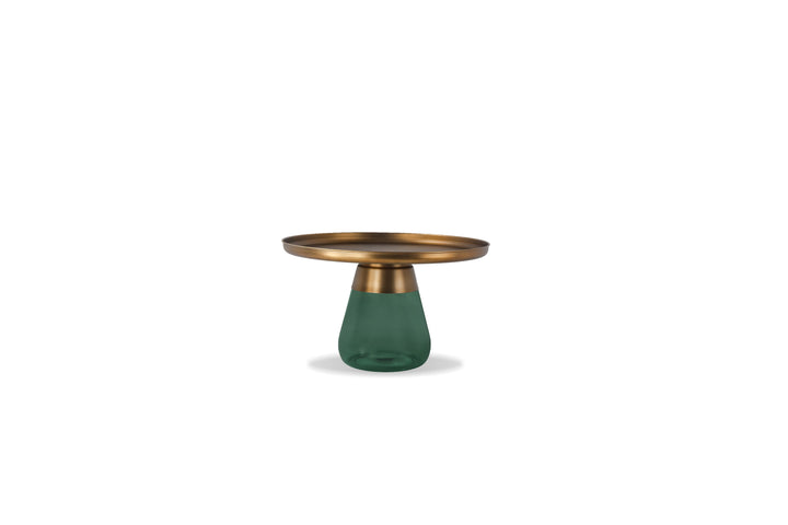 DUVERRE Coffee Table in Brass Top and Green Glass