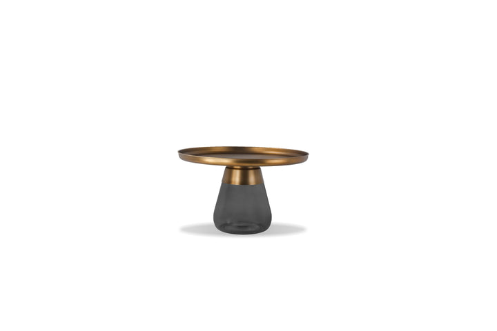 DUVERRE Coffee Table in Brass Top and Smoke Glass