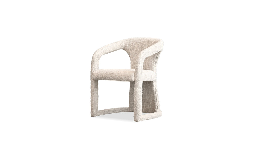 EMMY Dining Armchair  Pearl Striated Distressed Boucle