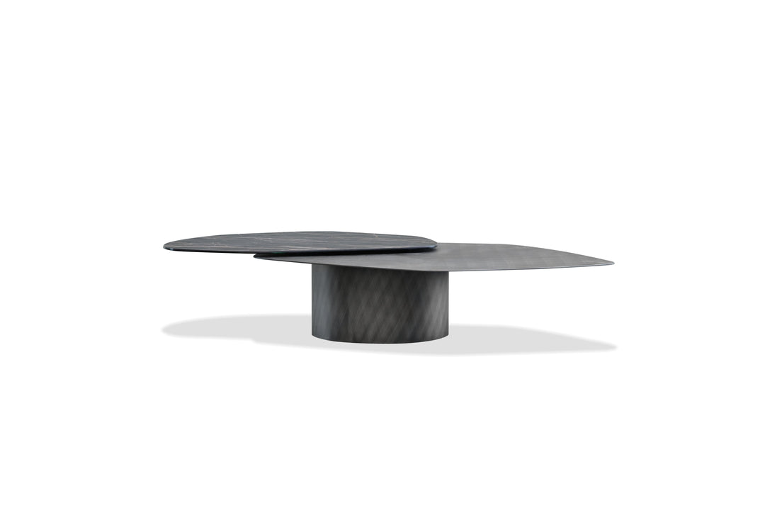 LAYER Coffee Table  in Noir Desir Bocciadato Ceramic Top/