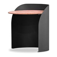 LETO End Table Red Travertine Top Mobital