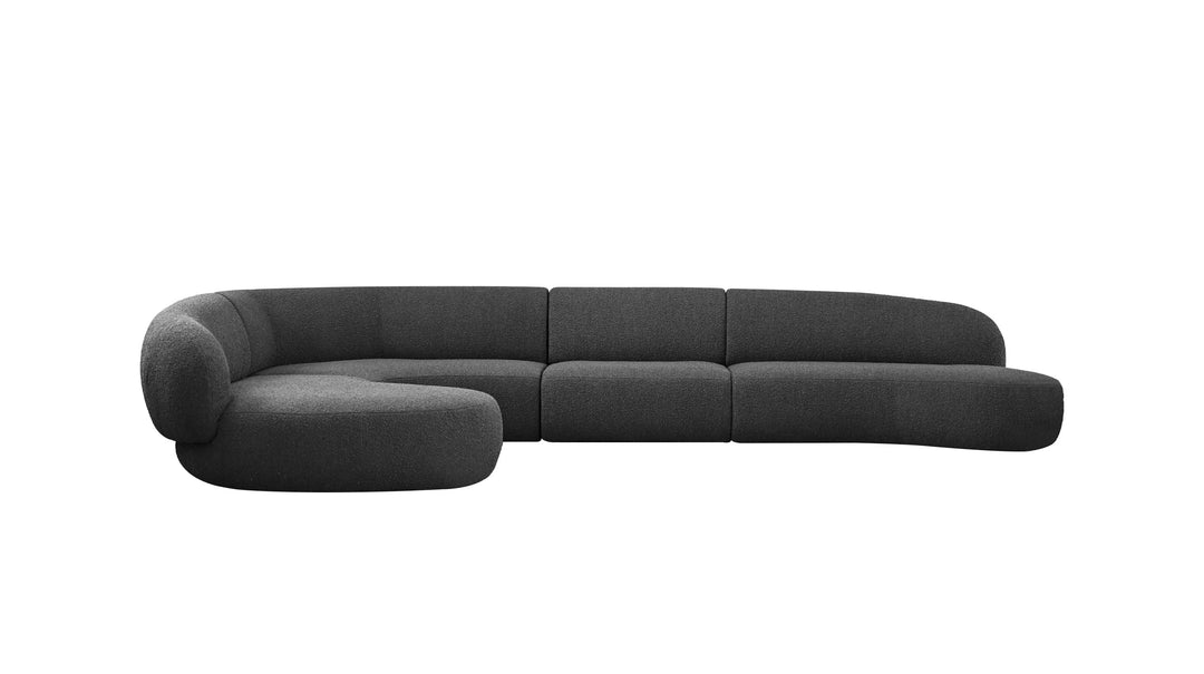 MORITZ  Sectional  4-Piece Chaise Facing Left in Licorice Boucle