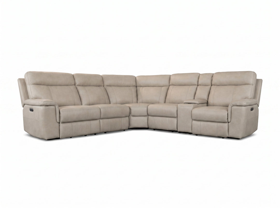 MORPH Sectional 6-Piece with 2 Electric Recliner (Head plus Legs) Ajax Light Stone
