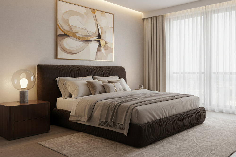 SHAR PEI Upholstered Storage Bed in Coffee Bean Beds Mobital