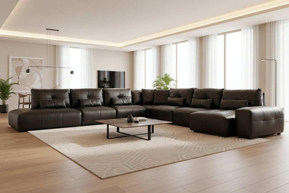 SHUFFLE Sectional 7-Piece Ember Black Sectionals Mobital