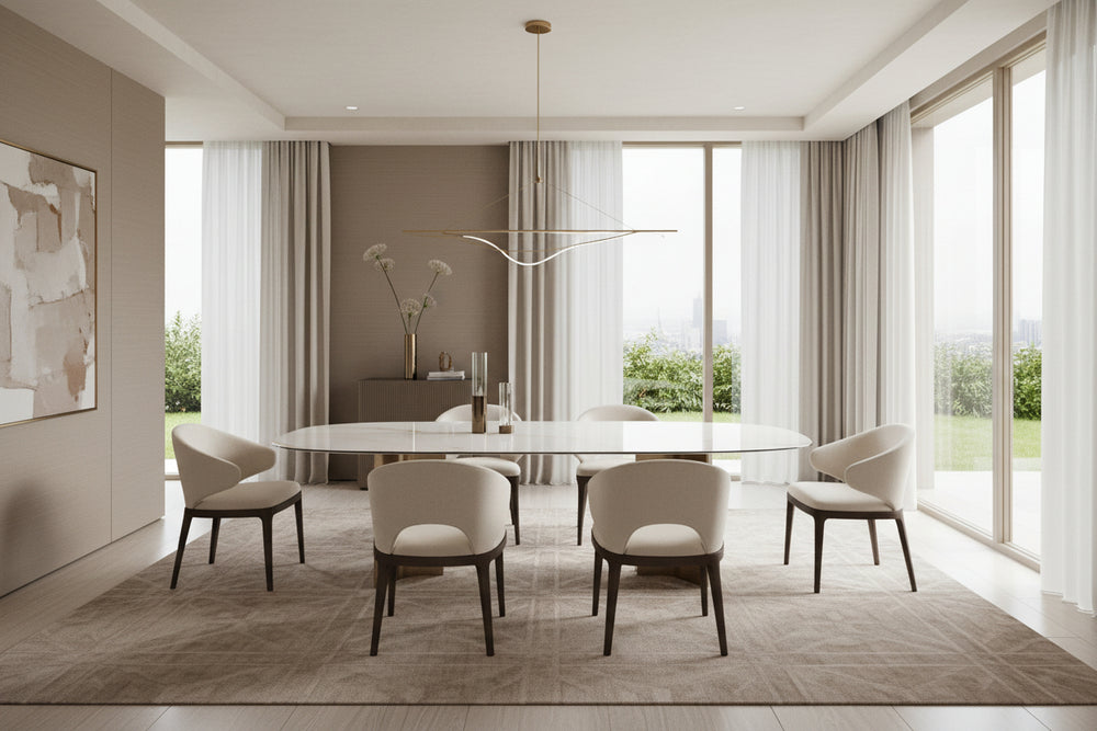 SORRENTO Dining Table in Cristallo Gold Dining Tables Mobital