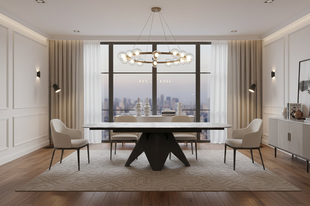 TAJI Double Extension Dining Table in Tourmaline Black Mobital