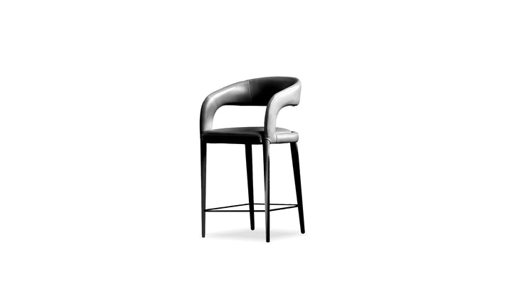 Mobital Avalon Counter Stool in Caviar Black Sauvage leather on a white background