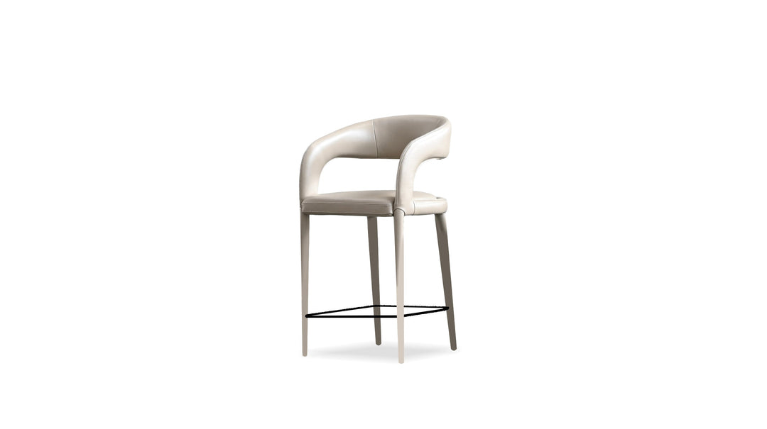 Mobital Avalon Counter Stool in Studio Taupe Pebbled leather on a white background