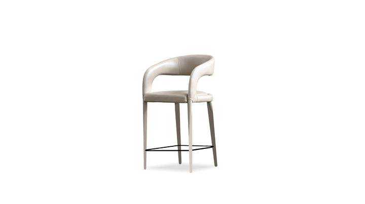Mobital Avalon Counter Stool in Studio Taupe Pebbled leather on a white background