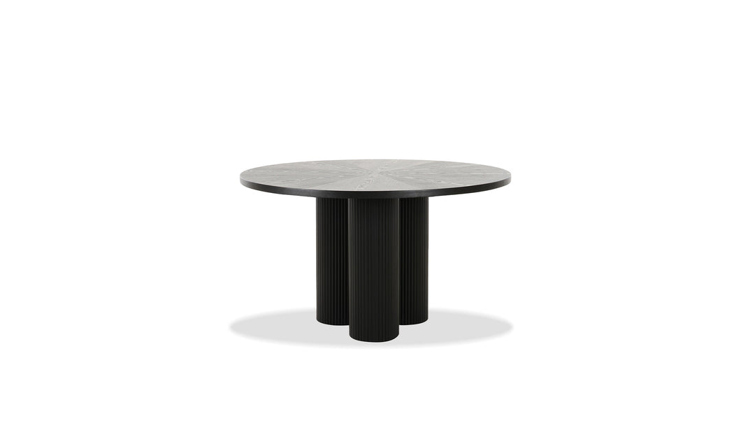 Mobital Ionic 41-inch round dining table in Black on a white background
