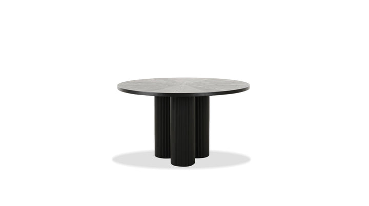 Mobital Ionic 41-inch round dining table in Black on a white background