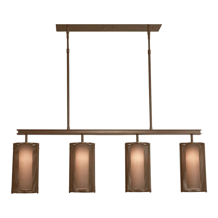 Uptown Mesh Linear Chandelier by Hammerton Studio in Flat Bronze with Frosted glass