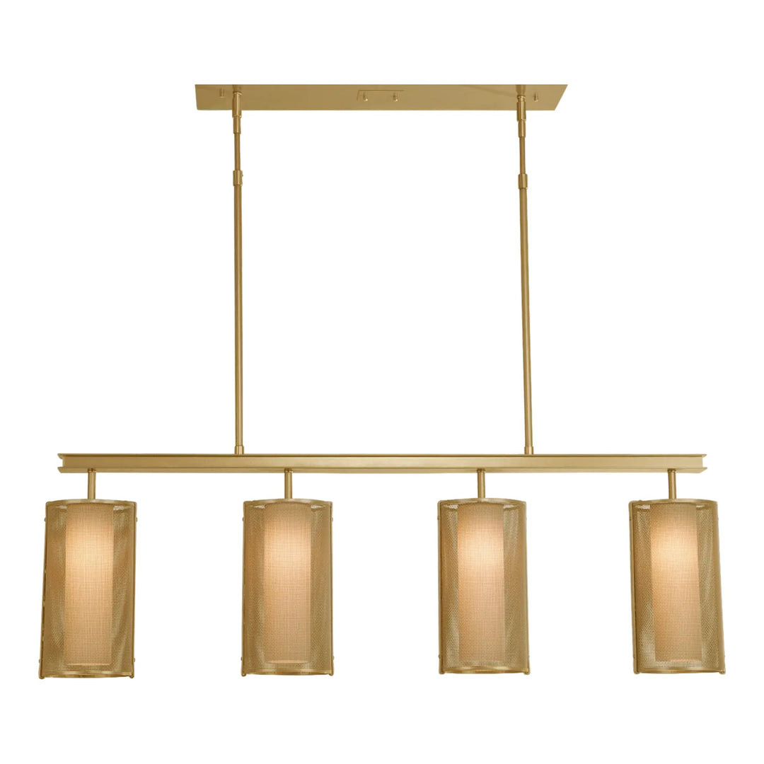 Uptown Mesh Linear Chandelier by Hammerton Studio in Gilded Brass with Frosted glass