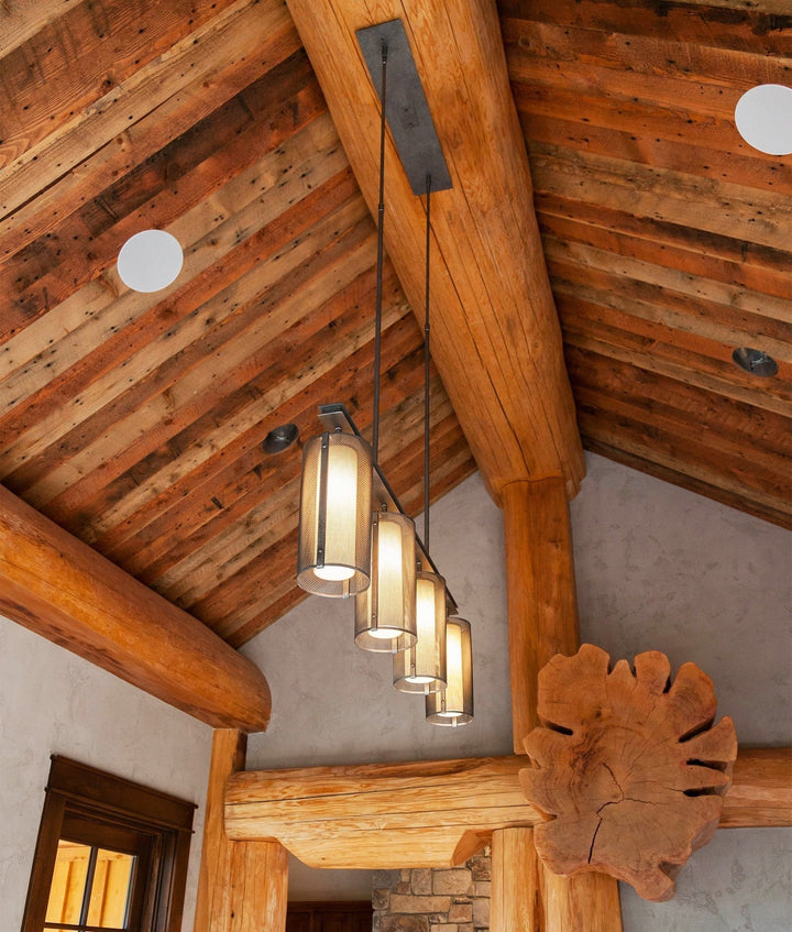 Uptown Mesh Linear Chandelier by Hammerton Studio in a styled interior