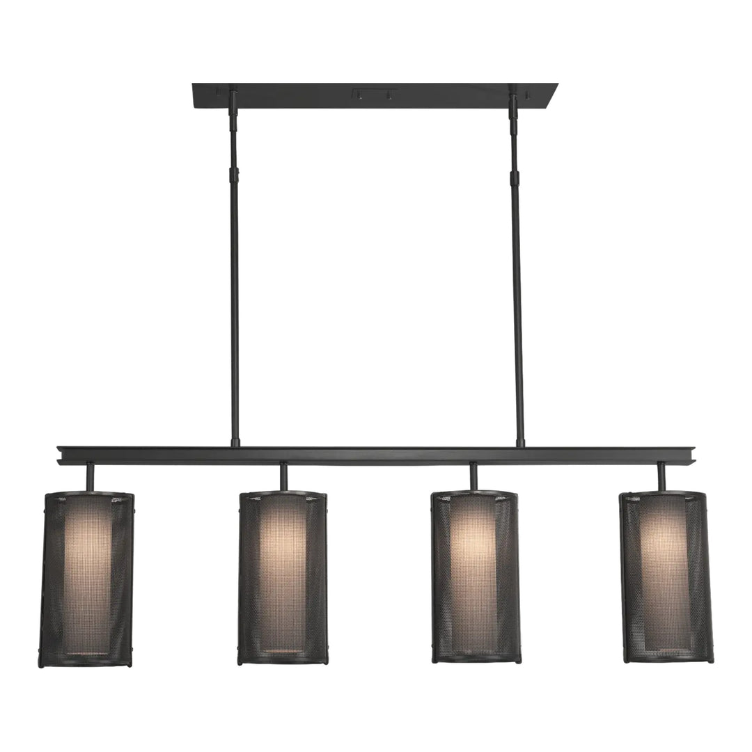 Uptown Mesh Linear Chandelier by Hammerton Studio in Matte Black with Frosted glass