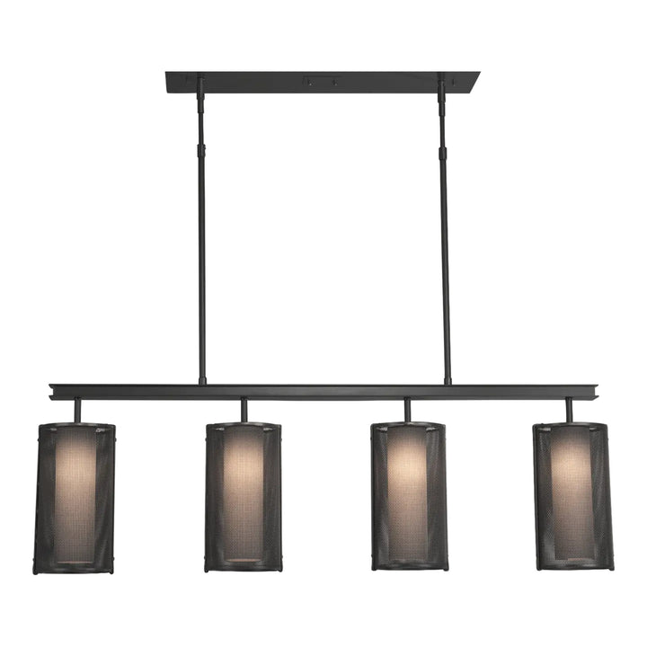 Uptown Mesh Linear Chandelier by Hammerton Studio in Matte Black with Frosted glass
