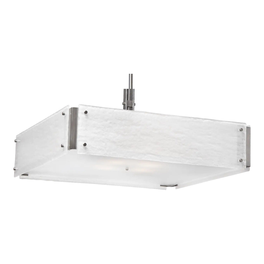 Urban Loft Square Chandelier by Hammerton Studio in Matte Black with Frosted Granite glass