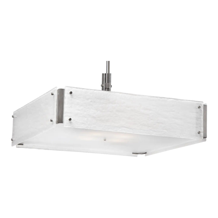 Urban Loft Square Chandelier by Hammerton Studio in Matte Black with Frosted Granite glass