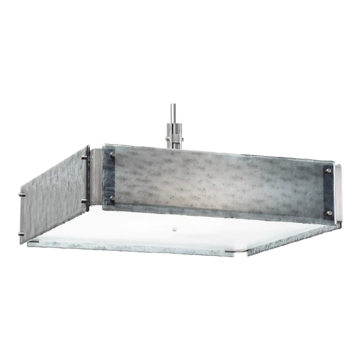 Urban Loft Square Chandelier by Hammerton Studio in Matte Black with Smoke Granite glass