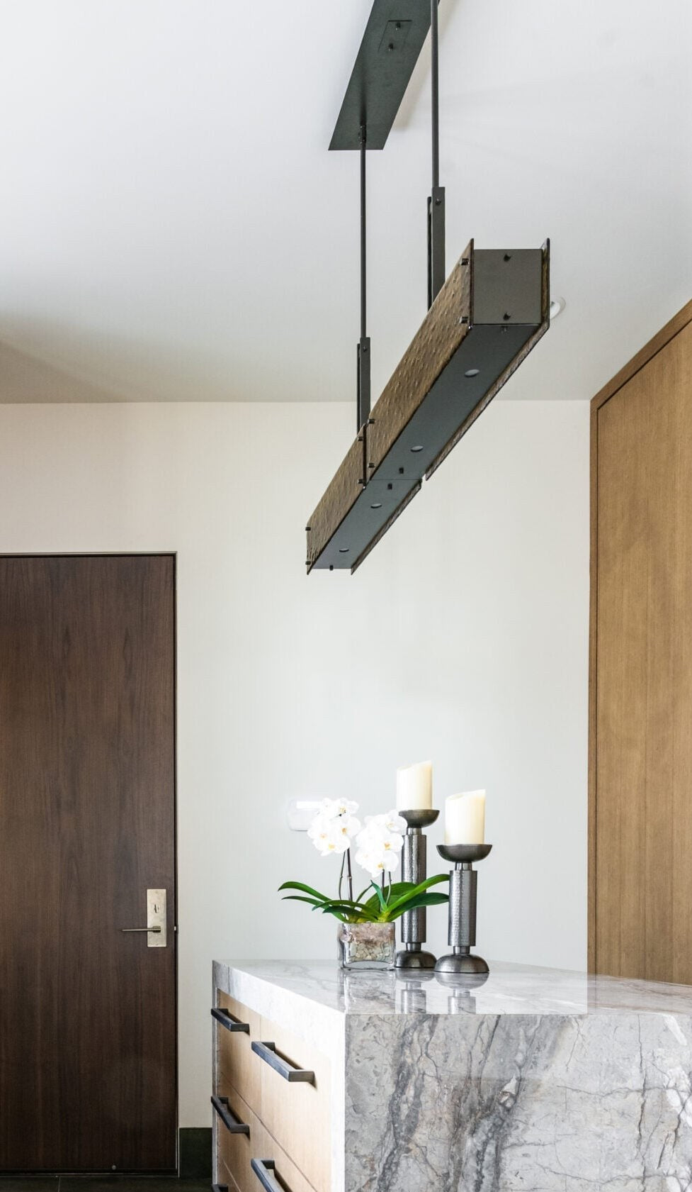 Urban Loft Trestle Linear Chandelier by Hammerton Studio in a styled interior