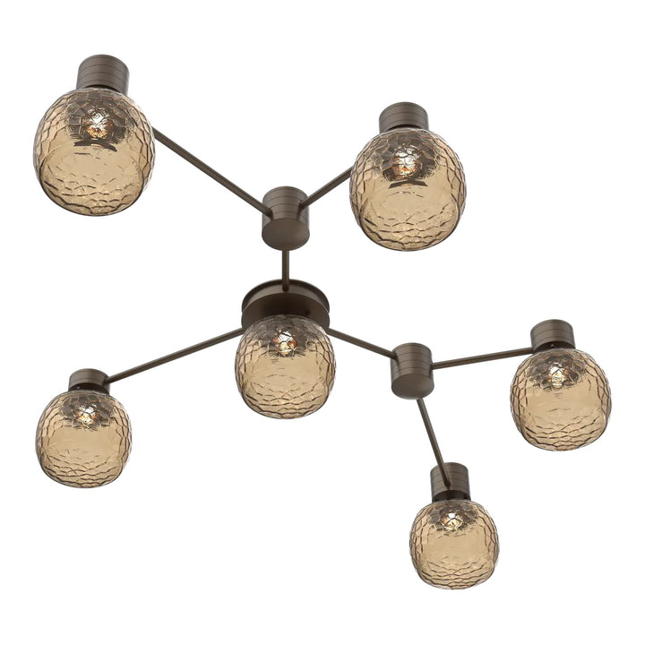 Vessel Hub &amp; Spoke by Hammerton Studio in Flat Bronze with Bronze glass (6 Light Linear)